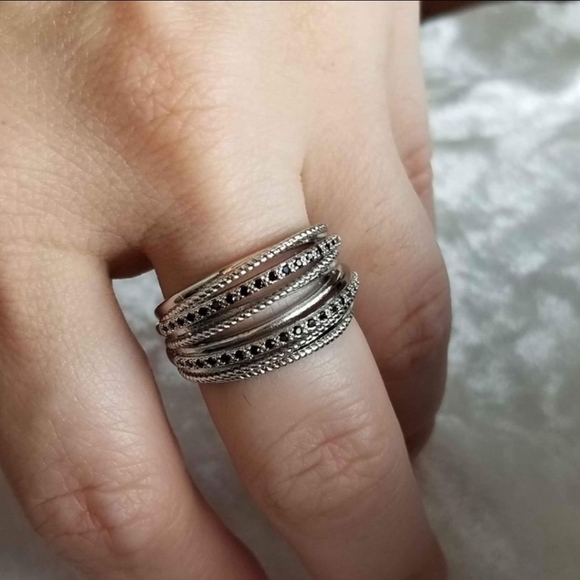 New 925 Silver Onyx Band Wrap Ring for Women - Picture 2 of 8